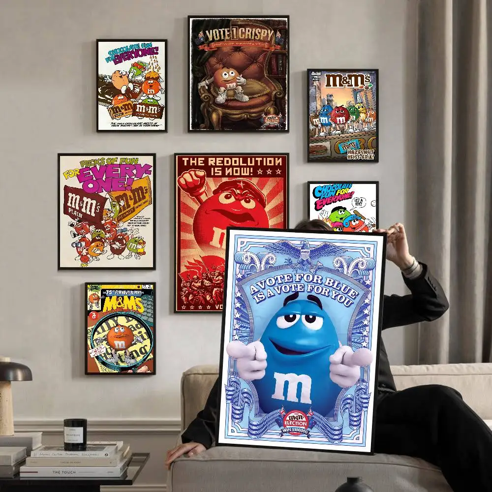 Candy M-MS C-Chocolate M & M'S, impresiones y carteles de buena calidad, pegatina de papel blanco, bricolaje, habitación, Bar, cafetería, pintura decorativa Vintage