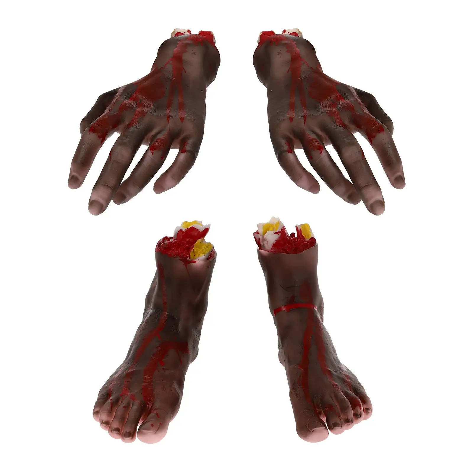 

4 Pcs Prosthetic Props Halloween Creepy Hands Decoration Fake Human Hands for Vinyl Scary Toys Realistic Design