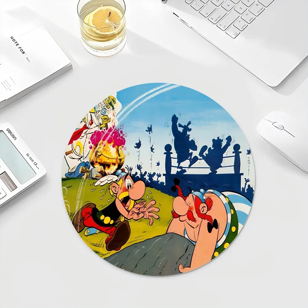 Asterix Obelix Anti-Slip Round Cabinet Gaming Laptop Computer Desk Mat Office Notbook Mouse Pad Mouse Mat for PC Gamer Mousemat