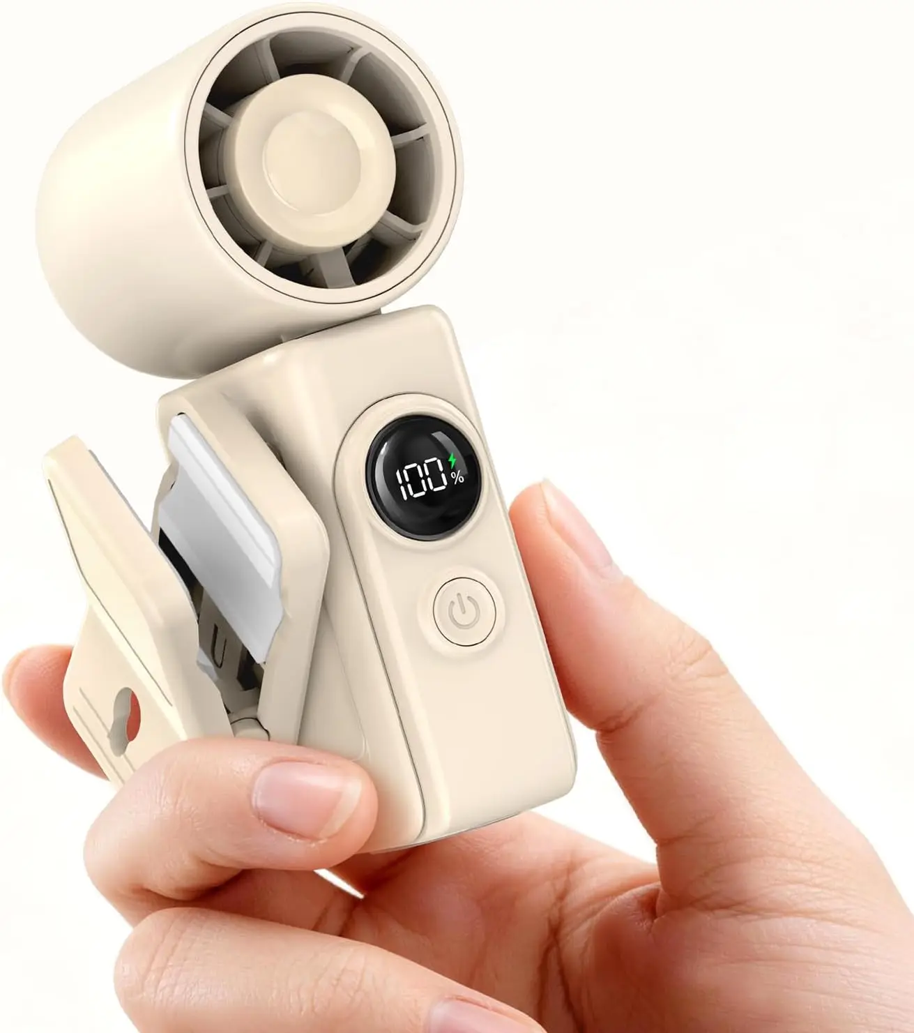 2026 New Upgrade Portable Clip-On Mini Fan, Hands-Free, Turbo Personal Handheld Fans Rechargeable W/ 4 Wind & LED Display, Pocke