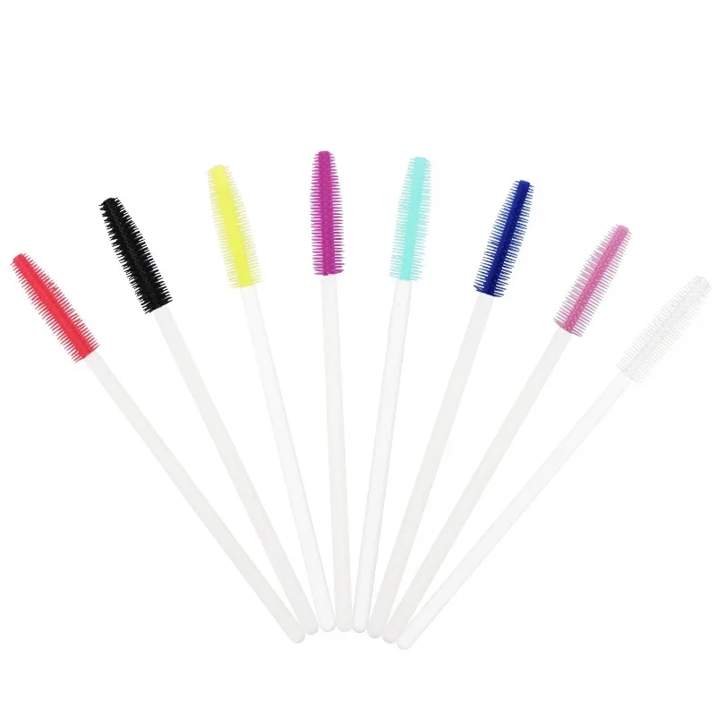 Sdotter-Brosses à cils en silicone pour femme, applicateur de mascara, anciers d'extension de cils, manche blanc, 100 pièces