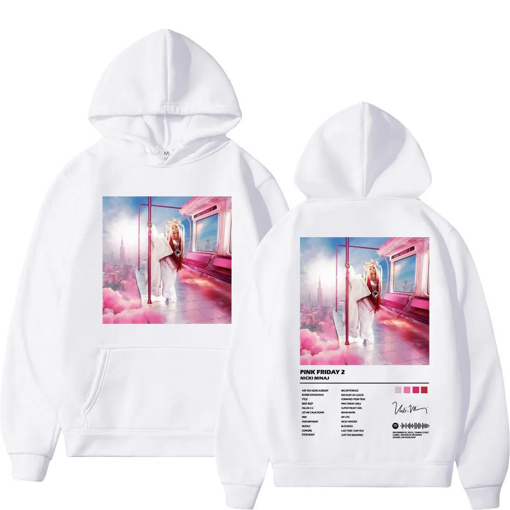 Rapper Nicki Minaj Album Pink Friday 2 Print Hoodie High Street Fashion Oversized Sweatshirts Unisex Trend Hip Hop Rap Hoodies