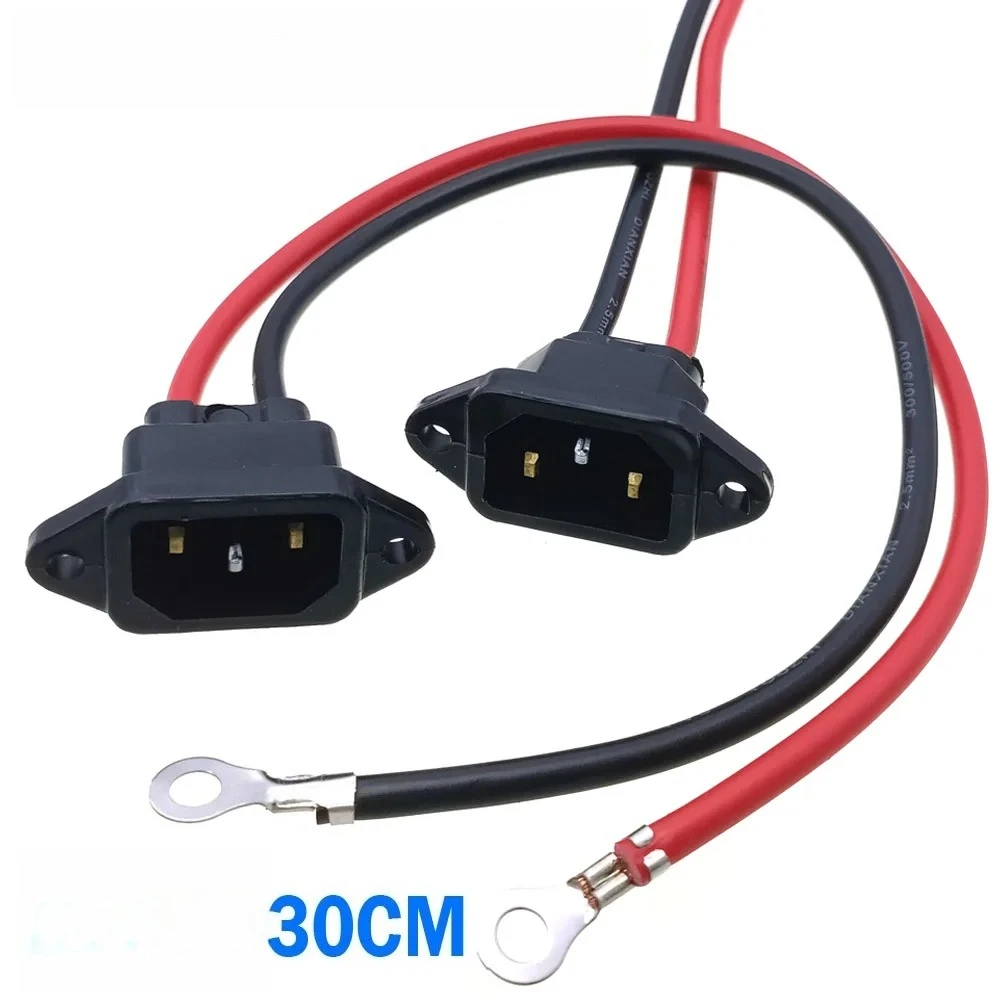 2PCS 2Pin Thickened Pure Copper Electric Bike Charging Port Socket E-bike Power Plug Repair Spare Part for Electric Scooter 30cm