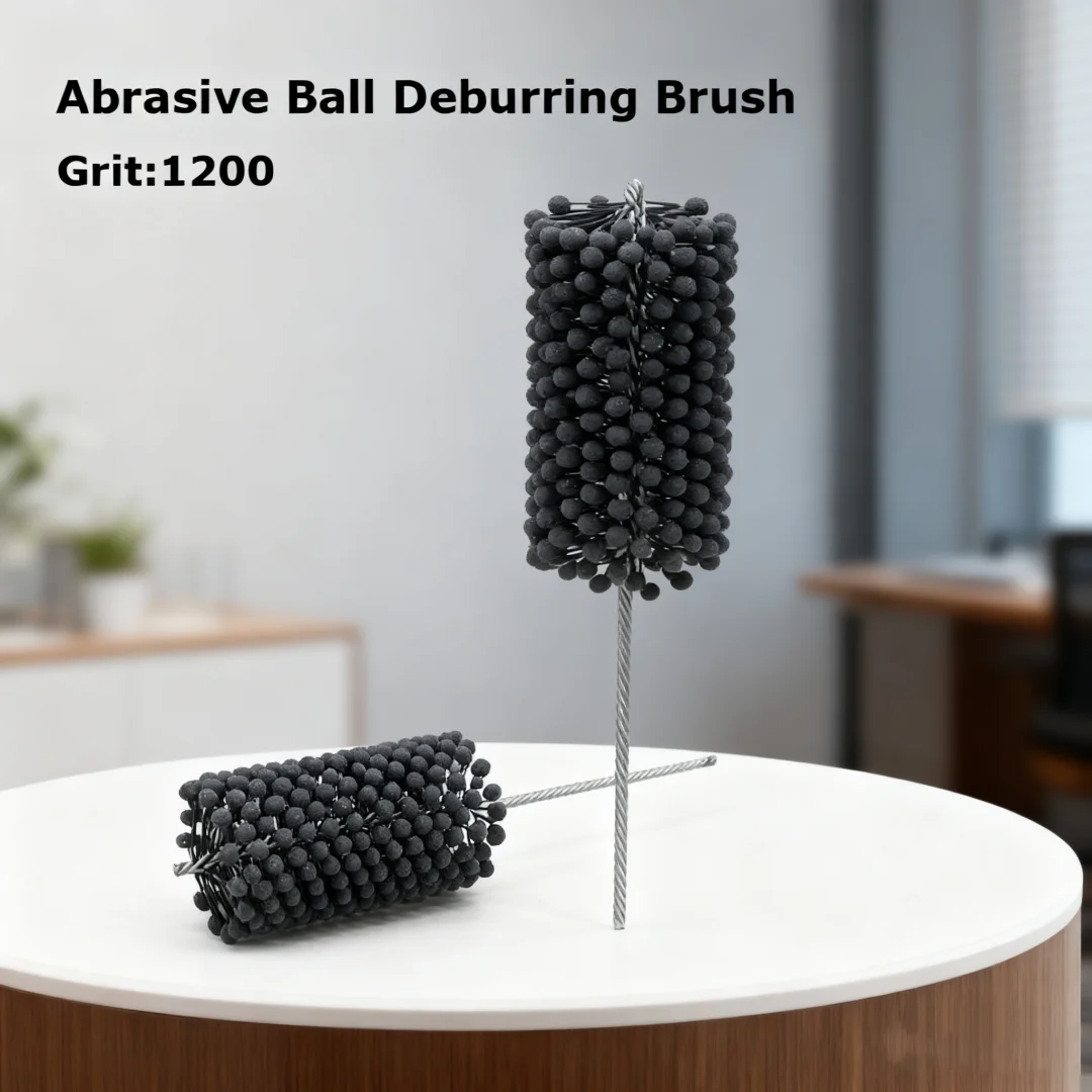 1 Pcs Grit1200 Abrasive Ball Deburring Brush Grinding Head Pipe Polishing Brush Silicon Carbide Ball Cylinder Tube Honing Brush