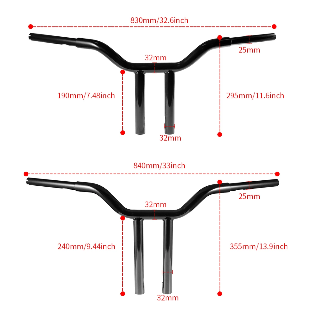 Vintage Motorcycle 25mm Handlebars Club Style Rise T-bars 1\'\' Drag Bars 12\'\' 14\'\' Height for Dyna Softail FXBB Sportster XL 883