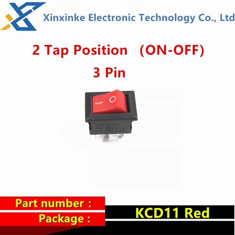 Tira de alimentación Piezas KCD11, interruptor tipo barco, 2 pines, 3 pines, 3A, 250V, aguja de flexión, 15x10mm, 2/3