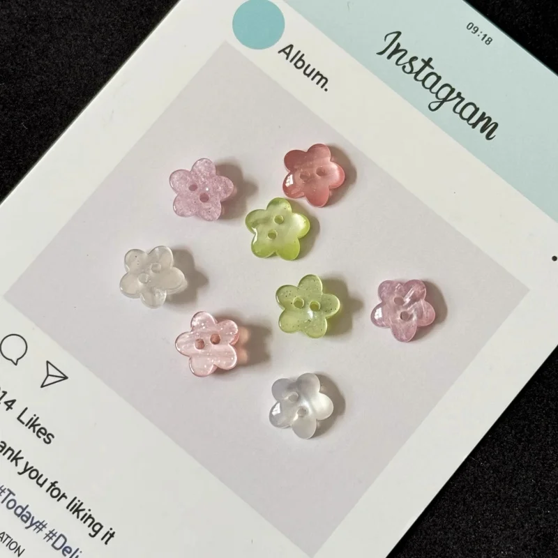 

Flower resin buttons cute pink, purple, green white buttons for clothing accessory