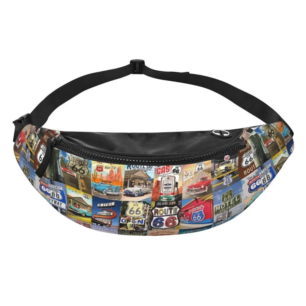 Fashion Route 66 Collage marsupio per viaggi escursionismo donna uomo Crossbody marsupio telefono Money Pouch