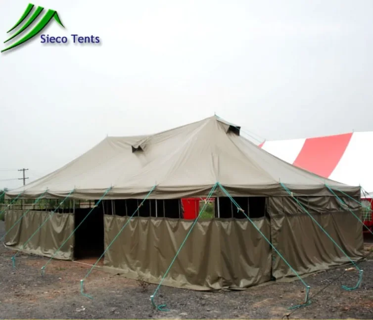 Wholesale Steel Frame Outdoor Winter Green Canvas Camping Tent