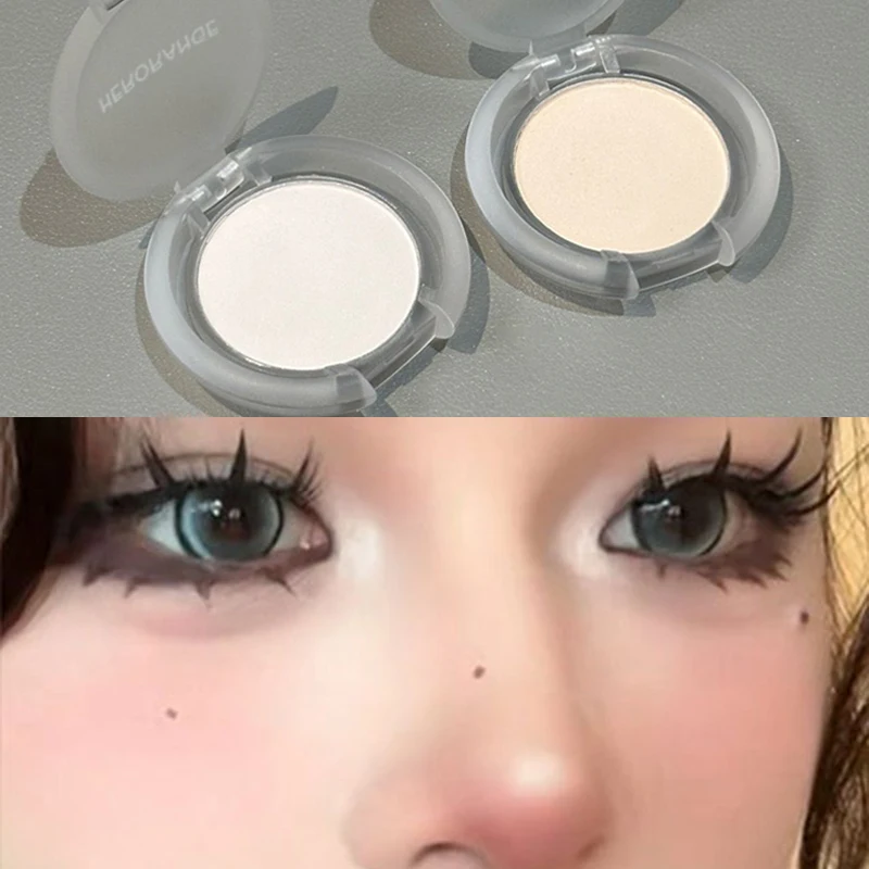 Paleta de resaltadores monocromáticos, color blanco mate, sombra de contorno facial duradera, brillo Natural, ojos tumbados, gusano de seda, maquillaje coreano