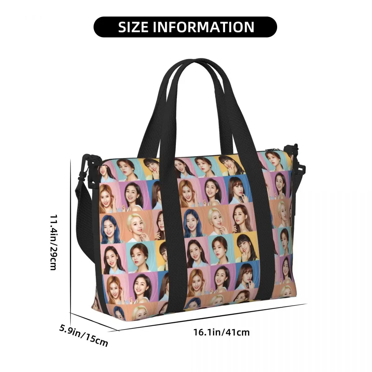 Custom Beauty Kpop Twices Tote Bag Women Large Capacity Lovely Beach Gym Shoulder Travel Bag