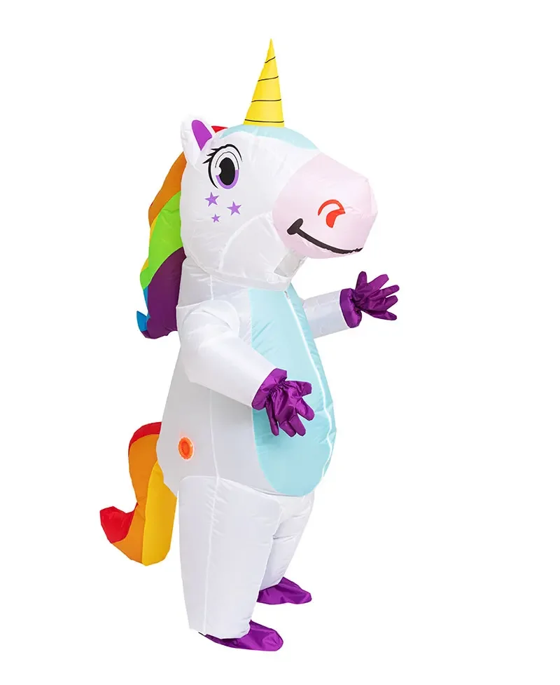 Disfraz de unicornio inflable para adultos y niños, disfraces de arcoíris para Halloween, para hombres y mujeres, para carnaval, mascota, Purim,