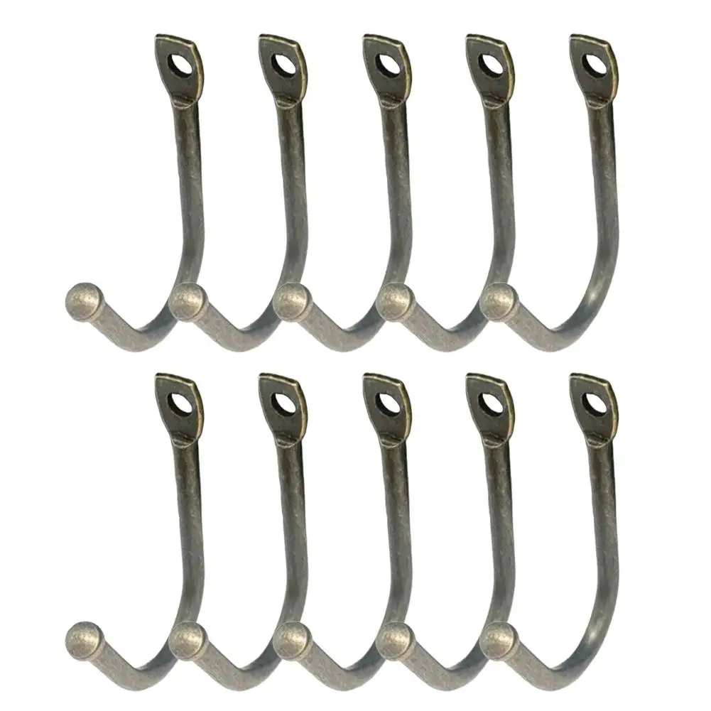10PCS/Set J-shaped Metal Wall Hooks with Screw Coffee Cup Keys Towel Hanging Hangers Coat Rack Bag Holder Kitchen Storage Tool