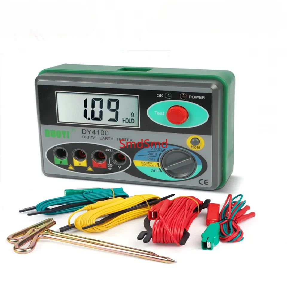 DY4100 Earth Ground Resistance Tester 0-2000 Ohm Real Digital Megohmmeter Earth Resistance Meter