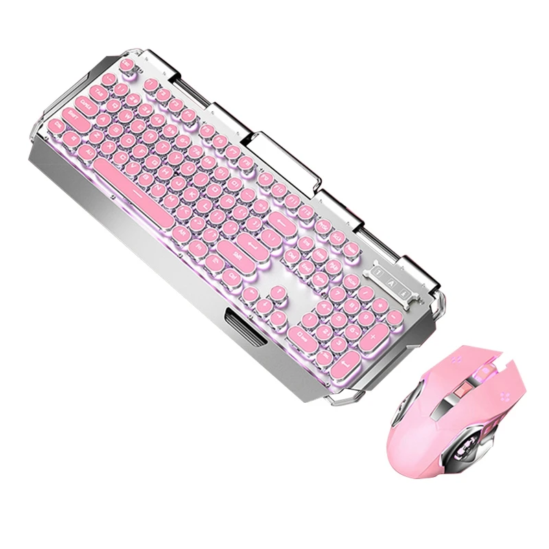 

Gaming Keyboard ,104-Key Waterproof Keyboard for X10 Steampunk Cute Pink Real Mechanical Keyboard with Mouse