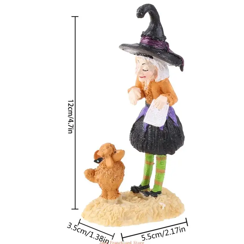 Sorcière d'Halloween pour poupée Mini FIgurine jardin Micro ornement paysage