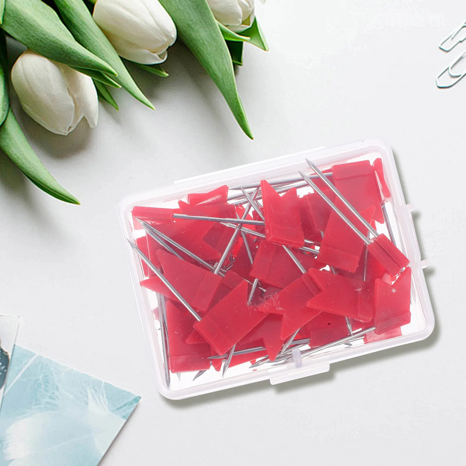 50 pièces punaises drapeau rouge punaises en fer punaises de marquage de carte pour planche de liège bureau école maison petites punaises de dessin