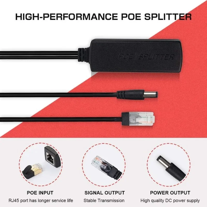 1-Pair Passive PoE Injector and PoE Splitter Kit with 10/100Mbps Network for IP Security Camera - Full IEEE 802.3af Compliant