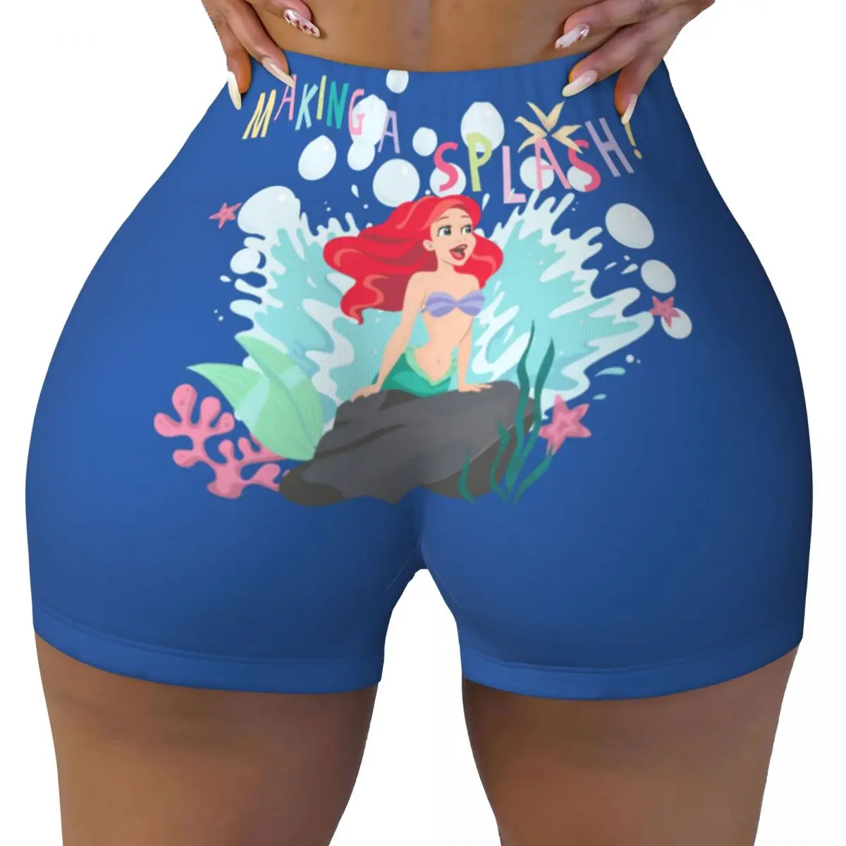 

Custom Ariel Making A Splash! Gym Biker Running Shorts Women Workout Yoga Shorts