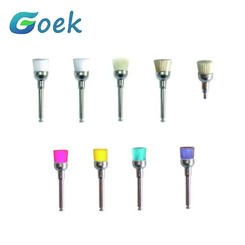 100Pcs Dental Polishing Brush Bowl Head Curve Handpiece Animal Hair Nylon Colorful Detachable Dentistry Tool Laboratory Material