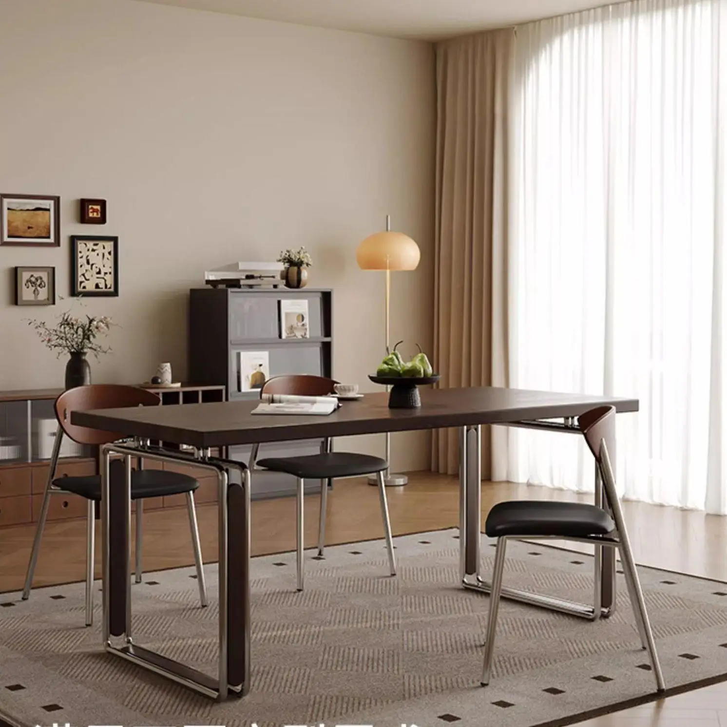 Dining table, home small apartment desk, rectangular white ash wood desk, workbench