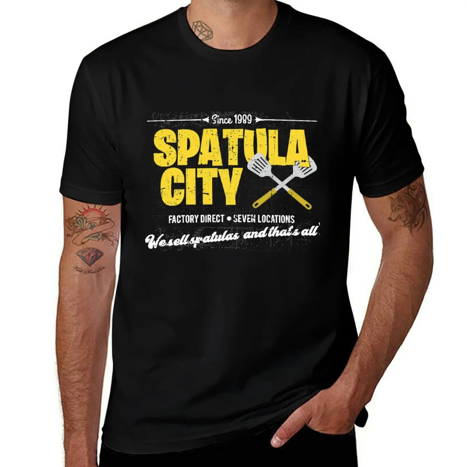 

Spatula City, distressed T-Shirt t shirts for man cotton soft man graphic t shirt