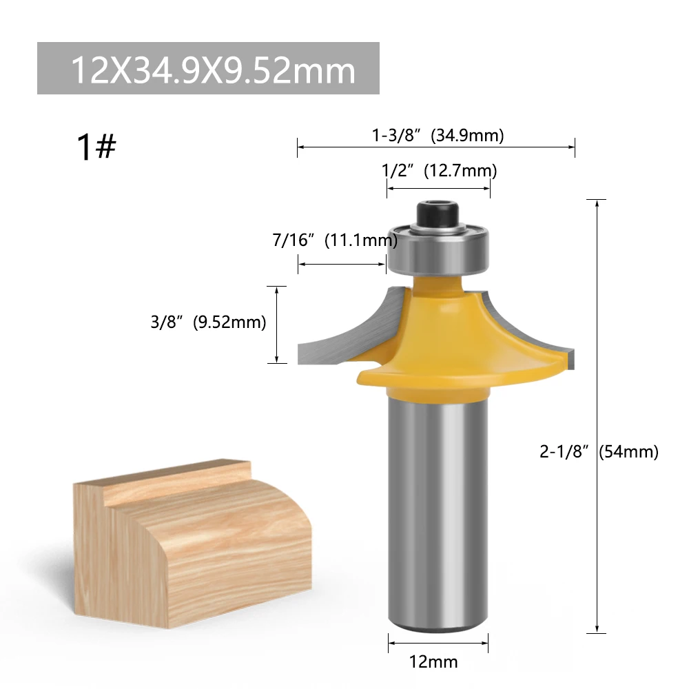 LAVIE 1 Stück 1/2" 12,7 mm Schaft Fräser Holzschnitzerei Schubladenfrontfräser Rundfräser mit Kantenprofilierung Fräser-Set mit Schutzkappe – Detail 3