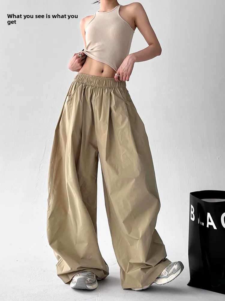 

Американские брюки-карго Utili Knife для женщин, летние, тонкие, широкие, свободные, повседневные, спортивные, в стиле милитари, с высокой талией, длинные, из хлопка.