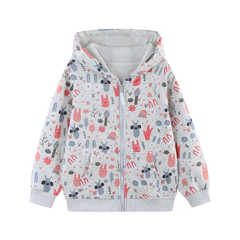 

2-7T Hooded Jackets Animals Autumn Outwear Girls Clothes Hooded Shirts With Zipper Hot Selling Children's Jackets Spring Wear