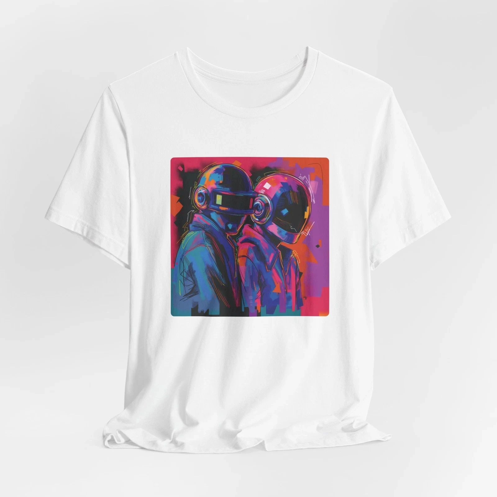 

PopArt Style Daft Punk EDM T-Shirt Electronic Music Fan Merchandise Music Lover Gift Summer Casual Printed T-Shirt y2k Harajuku