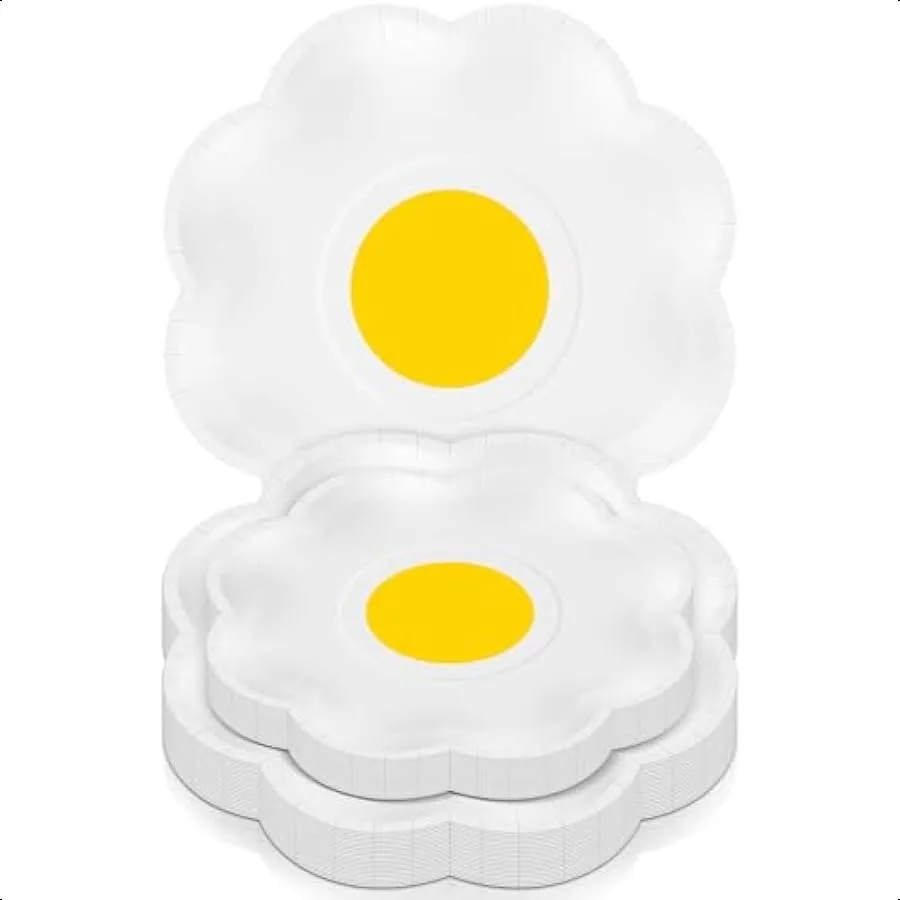 

64 Pcs Daisy Party Plates Groovy Daisy Flower Paper Plates Set 9 Inch Dinner Plates 7 Inch Dessert Plates Disposable Boho White