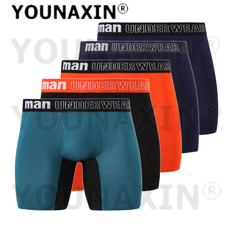 Calcinhas esportivas virilha aberta masculina, boxers longos, cuecas, roupa íntima, calcinha sexy, cuecas, cuecas, tamanho grande, 3XL, 4XL, 5XL, 6XL, 7XL, 5 pcs