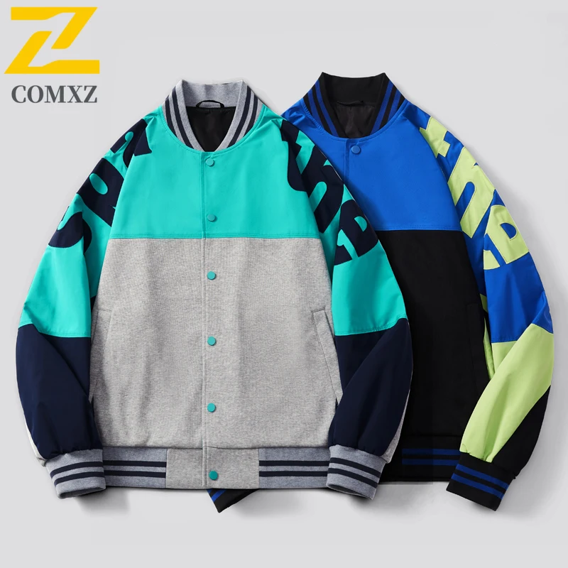 COMXZ Men Baseball Jacket Premium Hiking Travel Breathable Coat Casual High Street Fashion Comfortable Spring Autumn Outerwear​