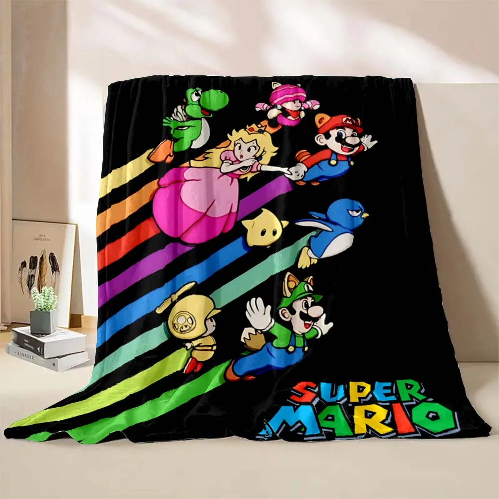 Game Super Mario Print Blanket Soft Fluffy Kids and Adult Sofa Bed Throw Blanket Outdoor Travel Camping Sheet Cartoon Blanket