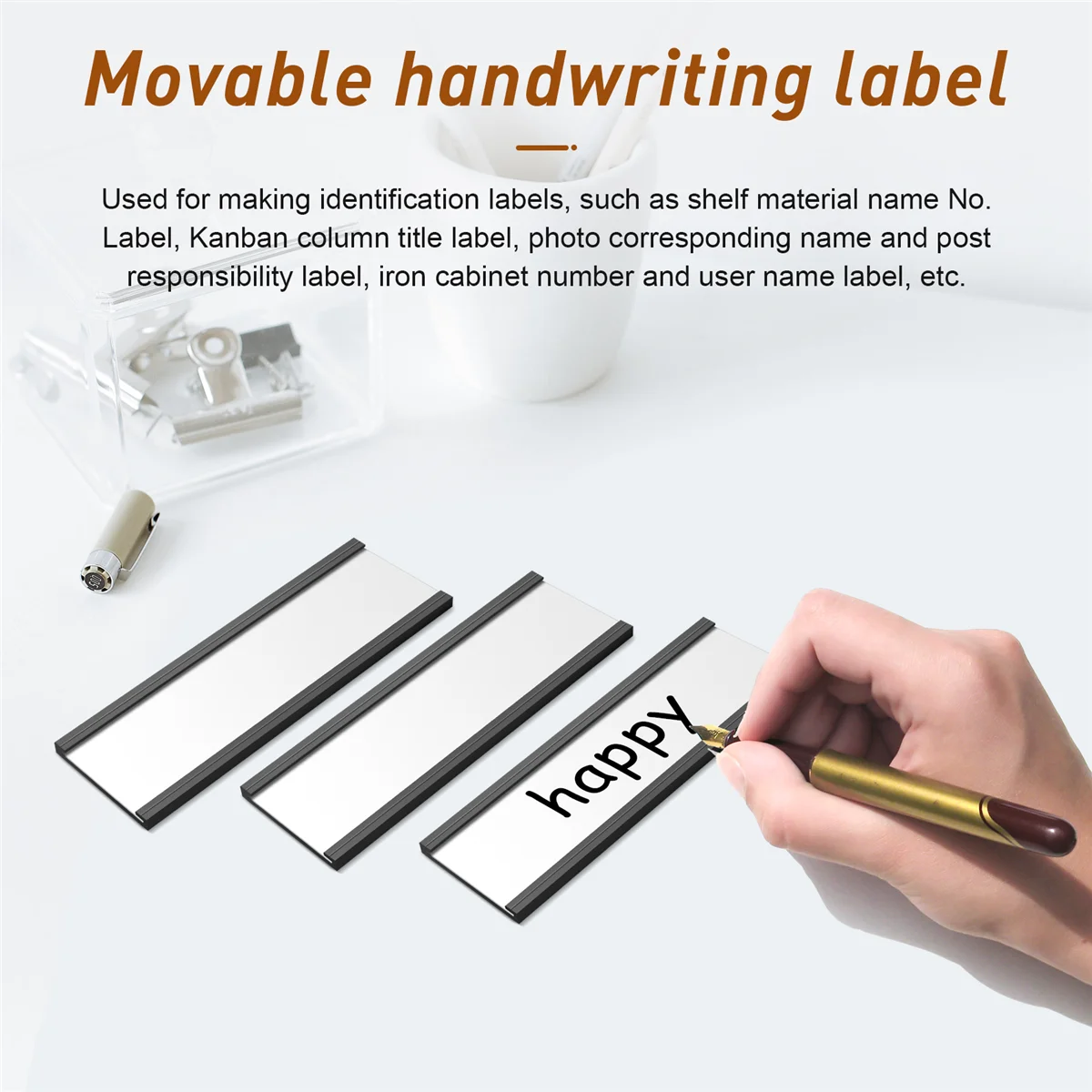 30Pcs Magnetic Label Holders with Magnetic Data Card Holders with Clear Plastic Protectors for Metal Shelf (1 x 3 Inch)