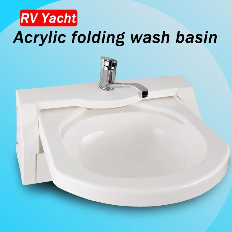 RV Acrylic Folding Sink with Faucet Wash Basin Durable Bathroom For Boat Caravan RV Camper