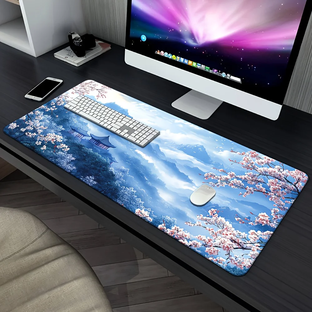 

Cherry Blossoms and A Pagoda Mouse Pad Large Rubber Anti-slip PC Desk Accessories Mousepad for Office & Gamer Keyboard Decor Mat