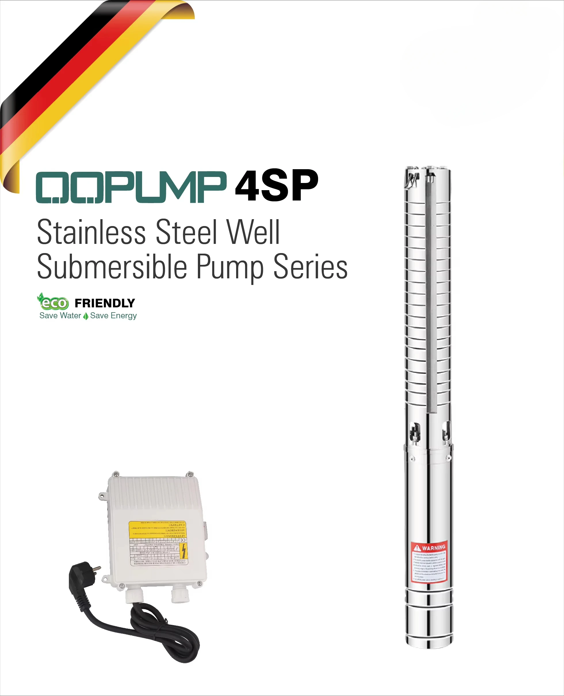 Qq pump 4SPM2/13 0.55kw 0.75hp 304 stainless steel submersible centrifugal deep well agricultural water pump