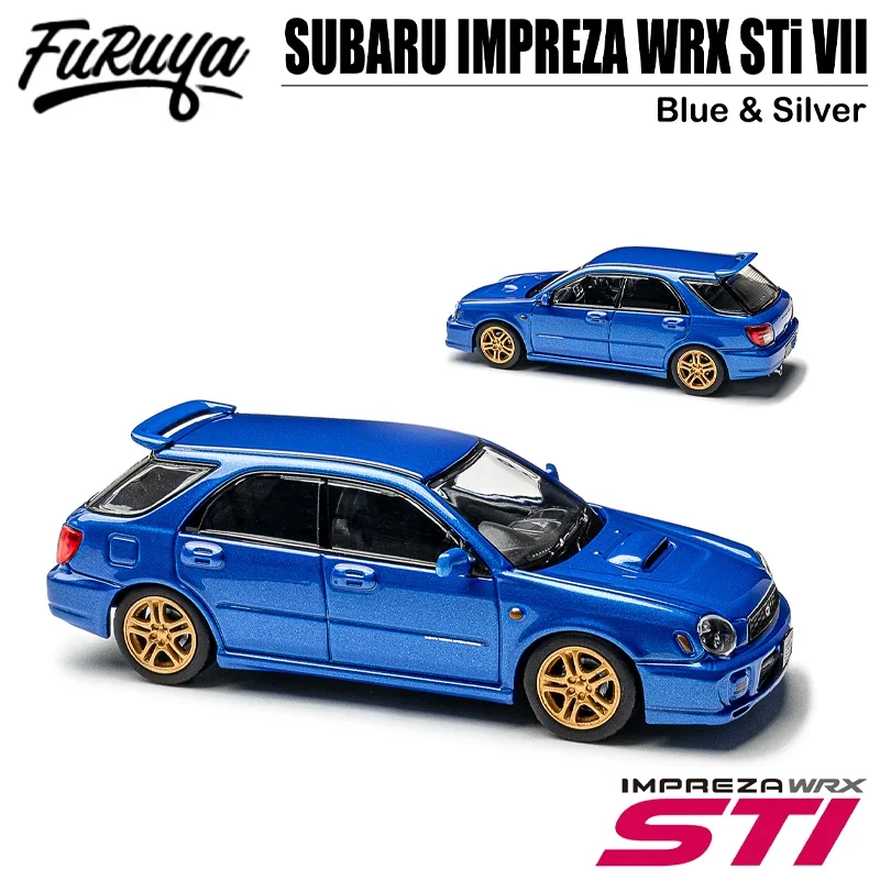 Furuya 1/64 Subaru Impreza Wrx Sti Vii Blauw & Zilver Gelegeerd Speelgoed Motorvoertuig Diecast Metalen Model Geschenken