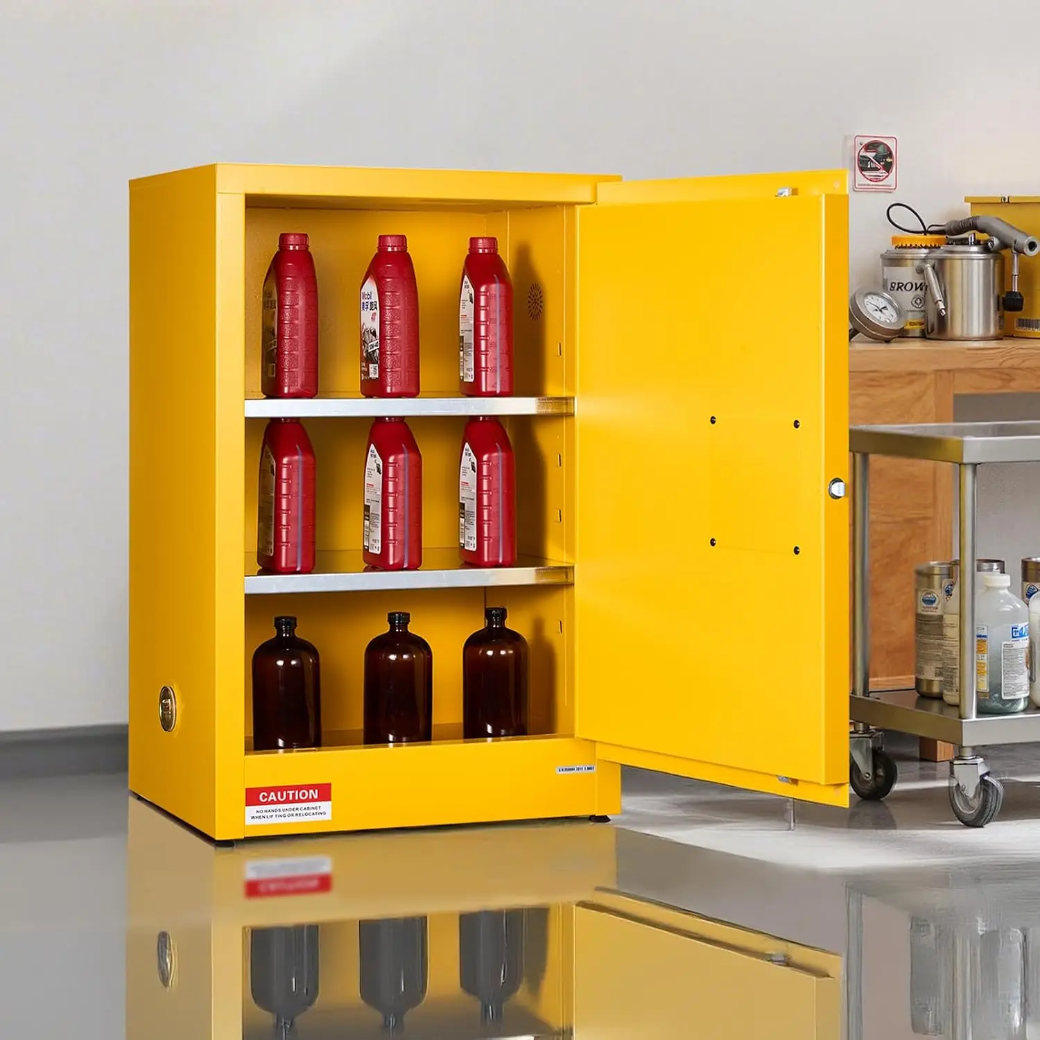 Cabinet, 23.2 x 18.1 x 35.4 Inch, 13 Gallon Storage Cabinet with Adjustable Shelf, Cold-Rolled and Galvanized Steel Fire Cabinet