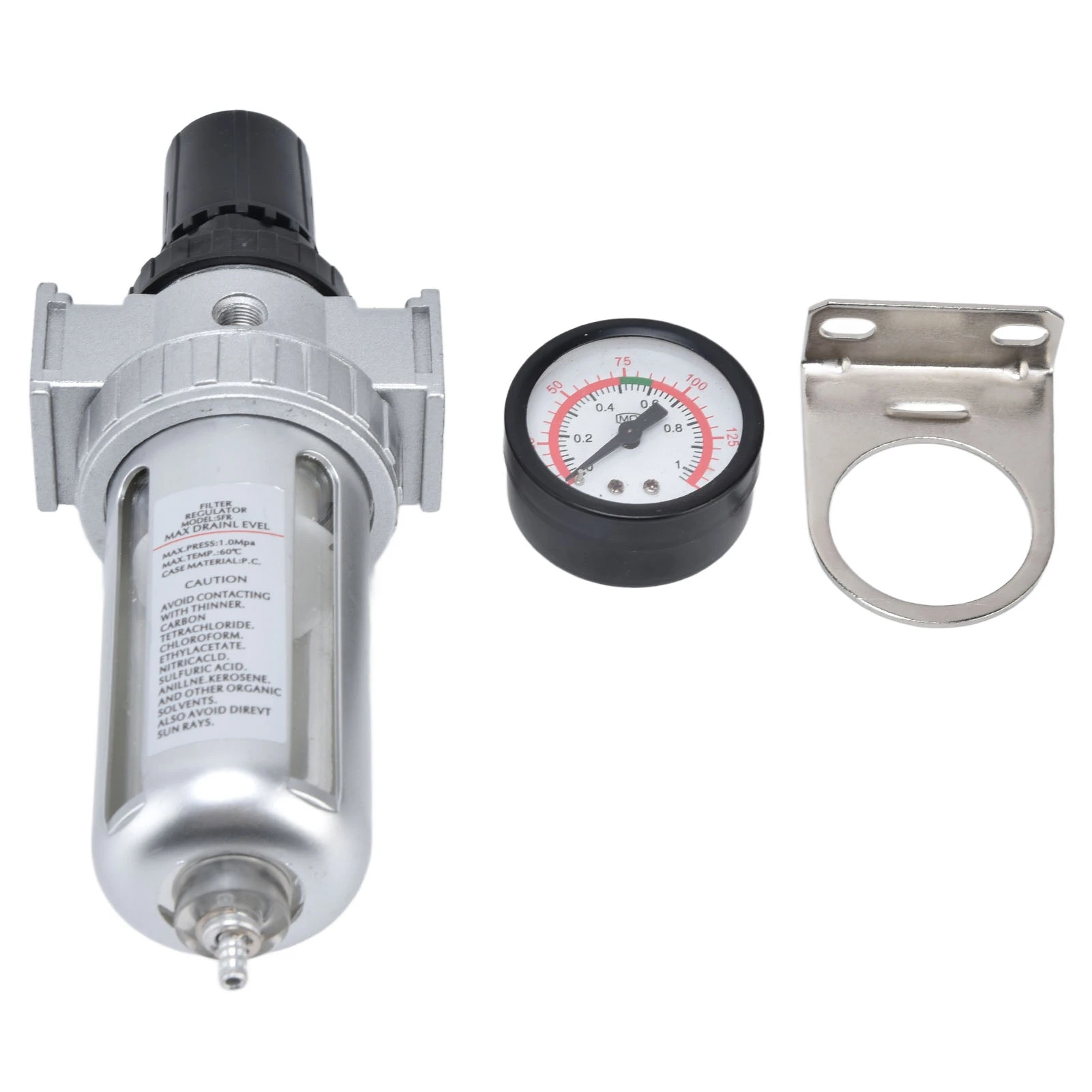 Compressed Air Filter Regulator Combo Pressure Gauge Kit Water Separator for CompressorSFR400