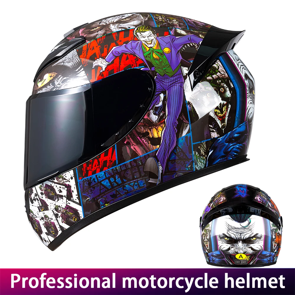 خوذة كاملة للدراجات النارية معتمدة من DOT للجنسين مع نمط مهرج دافئ لركوب الدراجات النارية في الفصول الأربعة للرجال والنساء #1