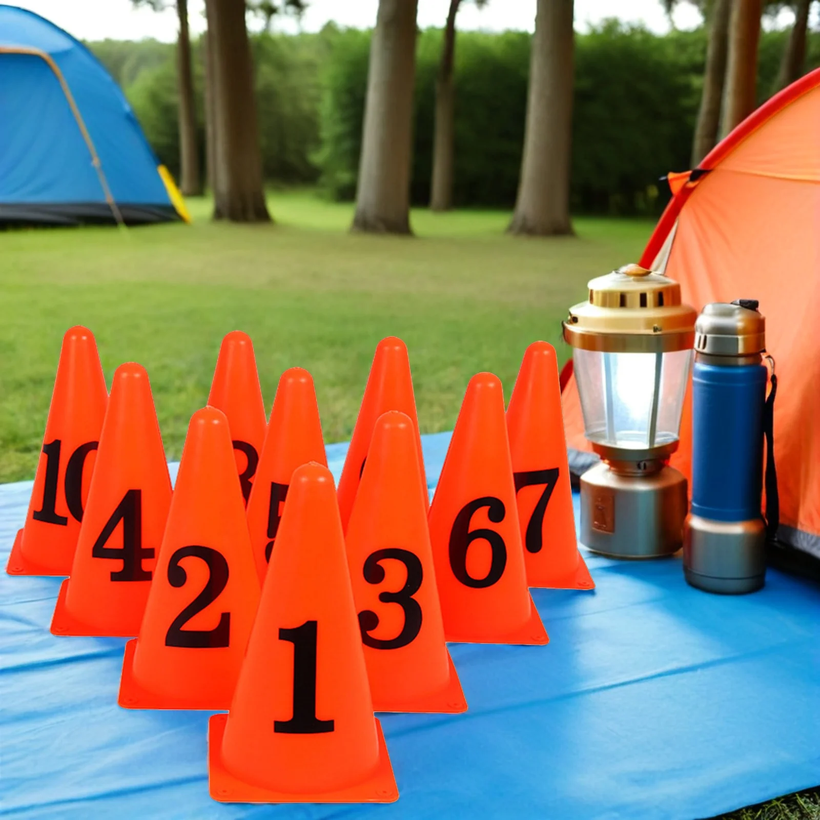 10 قطعة مخاريط ماركر برتقالية زاهية سوداء تسجيل برميل لكرة القدم كرة السلة التدريب عقبة دورة الاستخدام الداخلي في الهواء الطلق #1