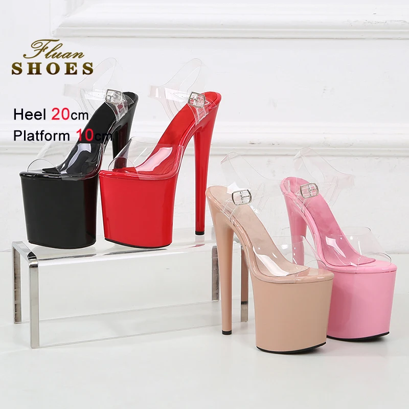 

Летние черные прозрачные женские босоножки из ПВХ с круглым носком, на очень тонком высоком каблуке 20 см, с ремешком на щиколотке, туфли-лодочки на шпильке