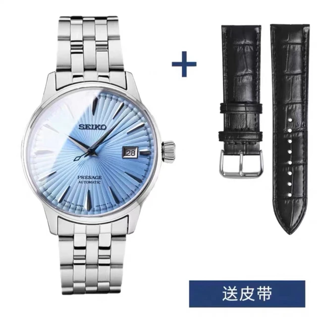 SEIKO Automatic AAA Men s Cocktail Style Multi function Steel Strap Men s Business Commuter Gentleman Blue Mechanical Watch AliExpress