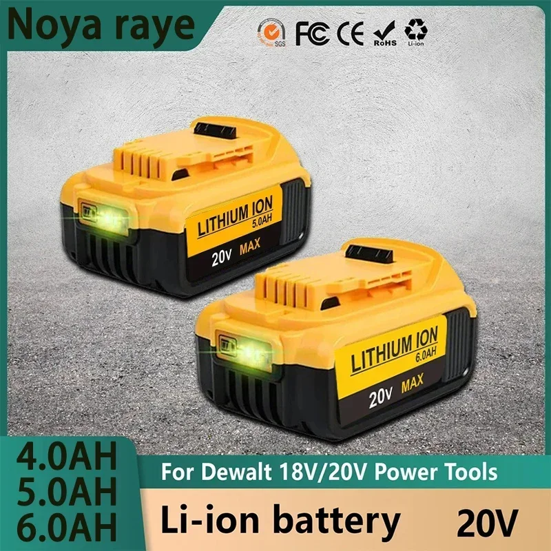 New 20V For Dewalt DCB200 replaceable battery for dewei DCB182 DCB184 DCB201 DCB206 power tool lithium-ion battery 4Ah 5Ah 6Ah