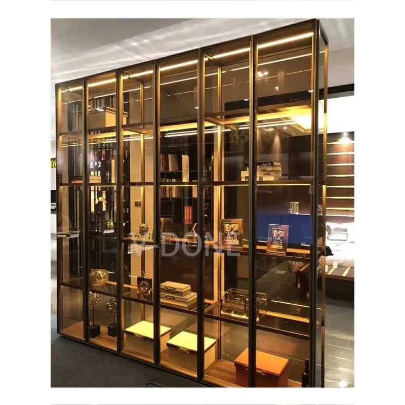 Vitrine d'armoire en aluminium en verre, vitrines d'objets de collection, lumières LED personnalisées, conception commerciale personnalisée, verre trempé