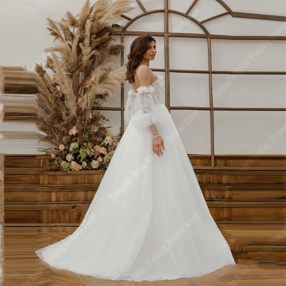 Off Shoulder gaun pernikahan wanita gaun pengantin kerah Sweetheart A-Line gaun pengantin putri mengepel panjang sifon Vestidos De Novia