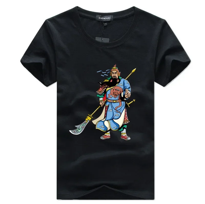 

Chinese Style Three Kingdoms Heroic Image Guan Yu Printed T-Shirt 100% Cotton O-Neck Short Sleeve Casual Mens T-shirt Size S-3XL