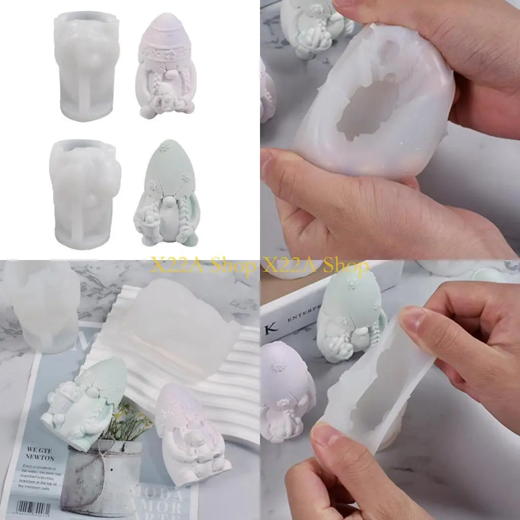 Unique Gnome Silicone Mould Dwarf Plaster Silicone Mold for DIY Soap Making